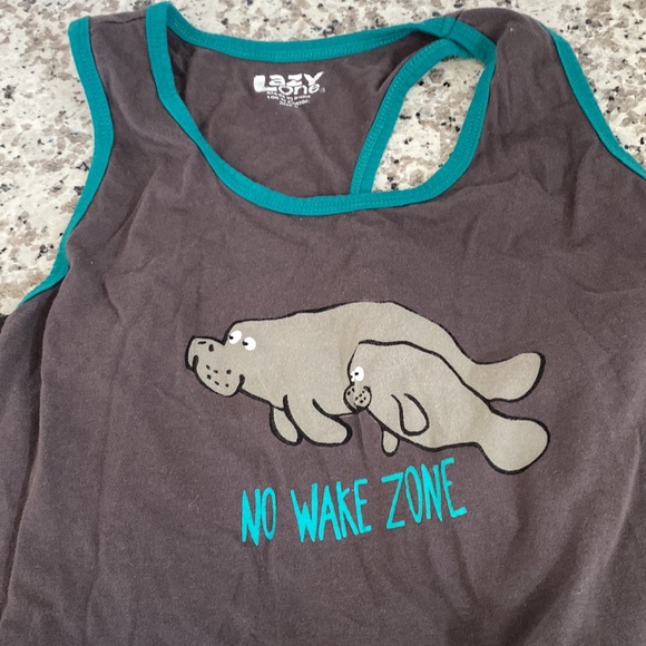 Lazy One Juniors Manatee Pajama Set No Wake Zone Small - Picture 2 of 3